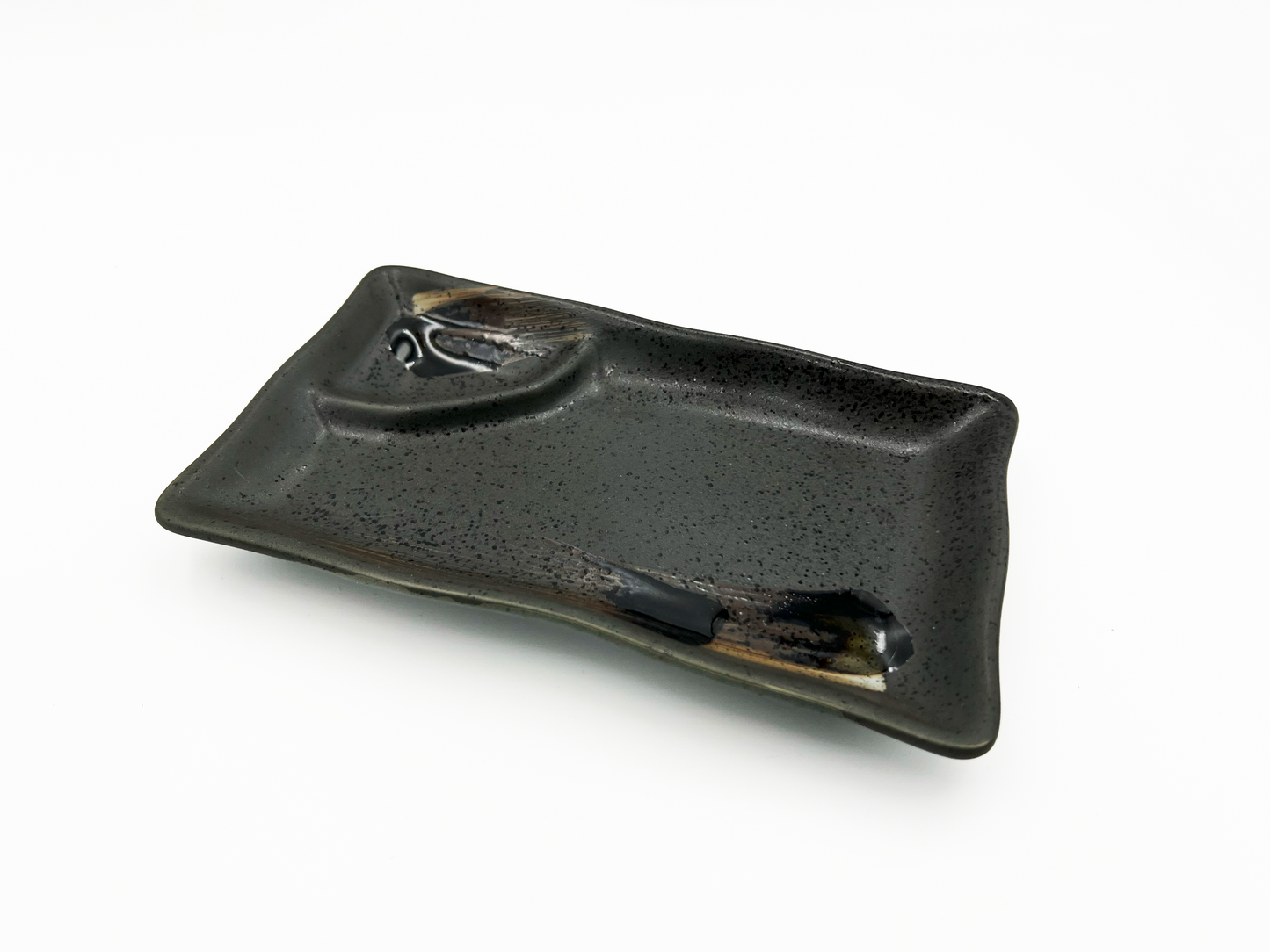 'Kurai' Oblong Plate w/ Sauce Compartment (Small)